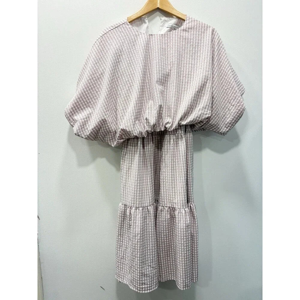 English Factory XS Purple Gingham Seersucker Top Maxi  Skirt 2 Piece Set